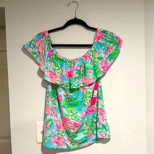 Lilly Pulitzer Flamingo La Fortuna Off-The-Shoulder Top Multi Floridita
